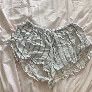 white and blue striped shorts